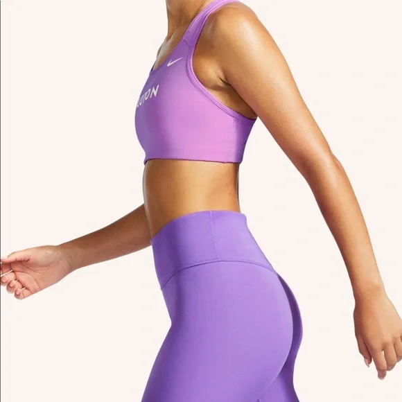 NIKE Peloton Purple Swoosh Bra